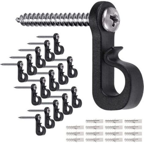 Pack of 40 Christmas Light Hanger Hooks with Phillips Screws for Garage, New Year, Outdoor Party, Easy Cable Release and LED Fairy Lights, Wide Screws (1/5)