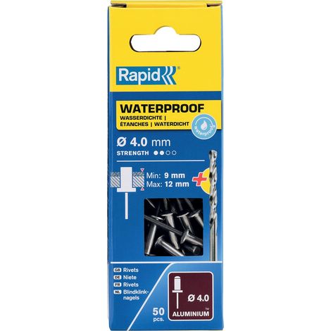 Rapid 5000401 Waterproof Rivet, Steel, Ø4x16 mm