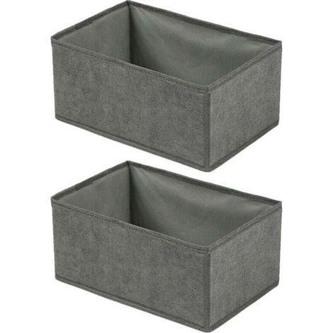 Boîte de rangement multifonctionnelle pliable pour vêtements imitation lin. 2 pièces. taille moyenne [fermeture éclair] 28x14x12cm. gris (1/5)