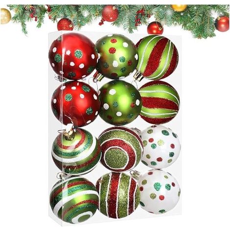 12 Weihnachtskugeln zur Dekoration Ihres Weihnachtsbaums, festliche Dekoration.