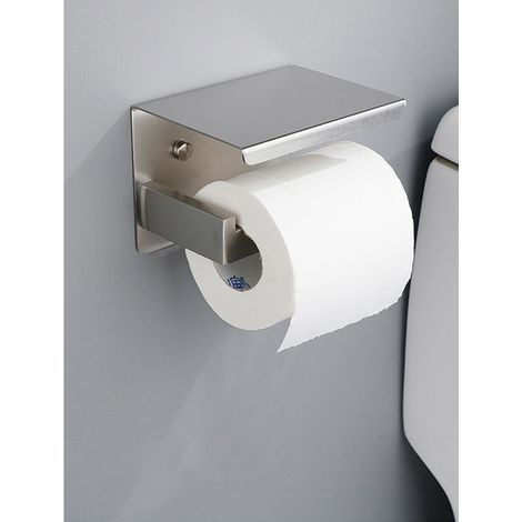 AK68 Toilettenpapierhalter mit Ablage – Edelstahl-Toilettenpapierständer und Mobilteil, einfache Wandmontage (1/5)