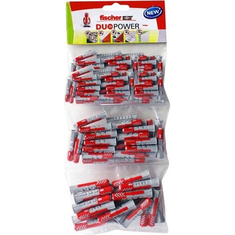 Fischer – Cheville bimatière duopower 130 pièces – Pour tout type de mur – Charge maximale élevée – Vissage rapide en série