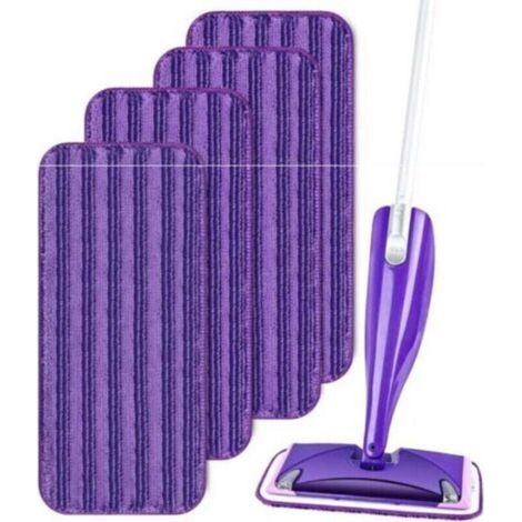 4 Packs Lingettes Reutilisable pour Swiffer WetJet,Mop Pads Microfibres,Tampons Vadrouille Microfibre Mop Remplacement Tampon Vadrouille (1/4)