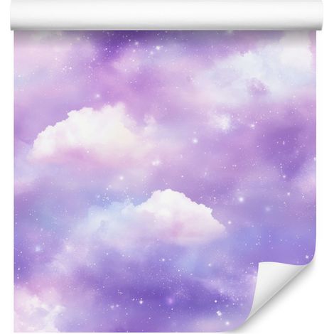 Papier peint aquarelle galaxie lavande et blanc pour salon et chambre 50x1000 (1/5)