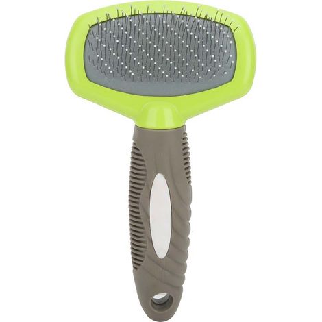 Peigne À Aiguilles Pour Chien Et Chat - Brosse Anti-Poils En Acier Inox - Outil De Toilettage Avec Poignée Tpr - Vert (1/5)