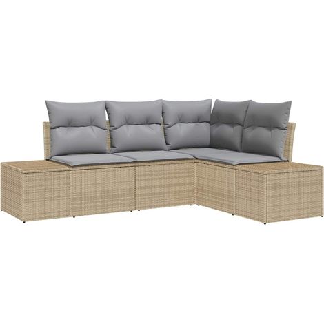 Maison Exclusive - Gartensofa-set 4 pcs Beige und Hellgrau Poly-R