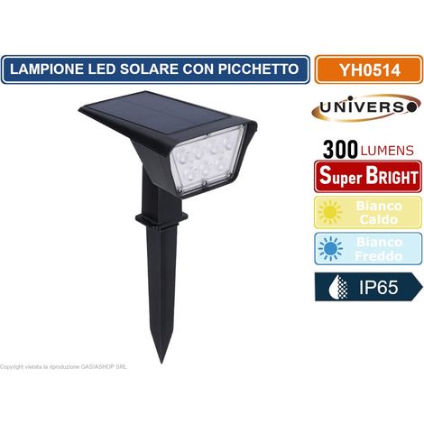 FARETTO LED DA GIARDINO RICARICABILE 3.5W CON PANNELLO SOLARE CON PICCHETTO IP65 - Colore Luce: Bianco Caldo (1/5)
