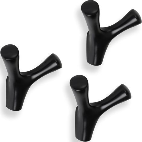 Set mit 3 modernen Wandhaken aus mattschwarzem Metall für Kleiderschrank und Badezimmer (1/5)