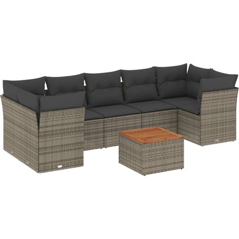 Maison Exclusive - 8-tlg. Garten-Sofagarnitur mit Kissen Grau Pol