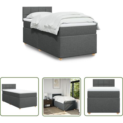 The Living Store Boxspringbett mit Matratze Dunkelgrau 90x190 cm Stoff - Boxspringbett - Doppelbett - Bettenrahmen - Schlafsofa - Nachttisch (1/5)
