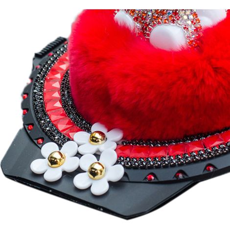 Figurine décorative de chat pour voiture, strass, tableau de bord, parfum, ornement intérieur, rouge vif (1/4)