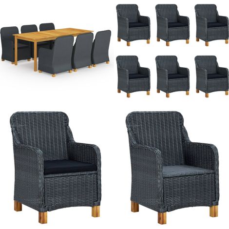 Ensemble à manger de jardin 7 pcs Gris foncé - Meubles De Jardin - Salon De Jardin - Set De Jardin - Table De Jardin - Chaises De Jardin - Home & Living (1/5)