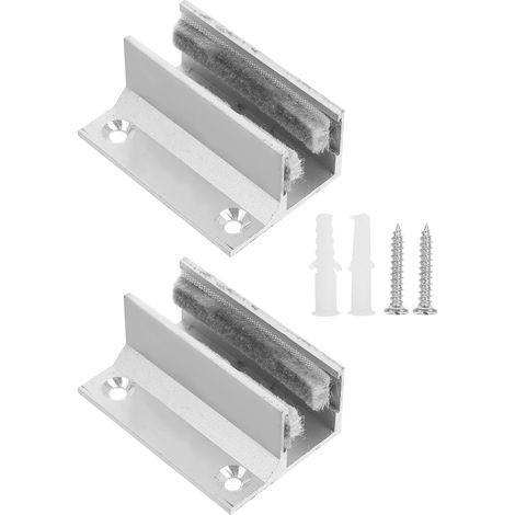 2 pièces guide de sol pour porte en verre, alliage d'aluminium (1/5)