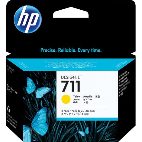 HP 711 3er-Pack (CZ136A) Tintenpatronen, Gelb