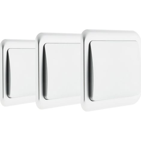 Lot de 3 interrupteurs simples 10A - chrome - Zenitech (1/4)