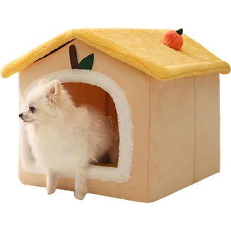 Foldable Dog and Cat Kennel, Enclosed Warm Fleece Bed, Tool-Free Removable Design, Indoor Use (1/5)