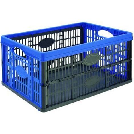 CESTO PIEGHEVOLE VOILA' COLORE NERO/AZZURRO - - cm.47,5x35x4,3-23,6h. lt.32 - (1/4)