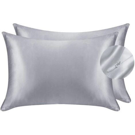 Seidiger Satin-Kissenbezug für Haare und Gesicht – 2er-Pack – Anti-Falten – Versteckter Reißverschluss – 50 x 75 cm (1/5)
