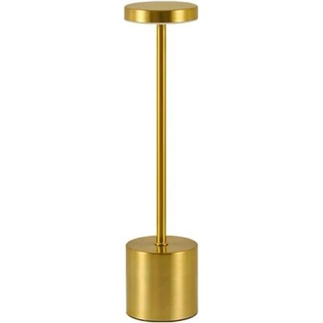 Lampe De Table sans Fil Rechargeable USB Tactile Dimmable 3 Couleurs Veilleuse LED en Métal Lampes De Bureau D'intérieur for Table À Manger Restaurant Bar Chambre Salle De Bain(or) (1/5)