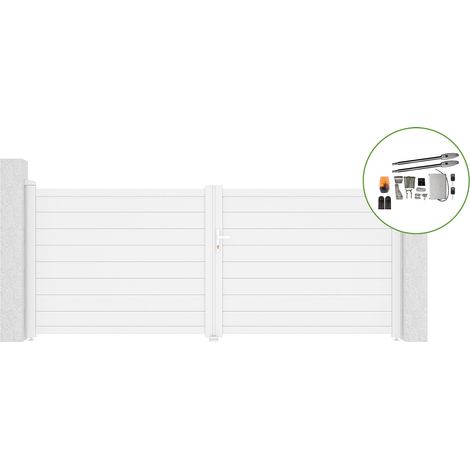 Portail battant 3,5m EIGER H.140cm alu blanc + motorisation TANKER B250 (1/5)
