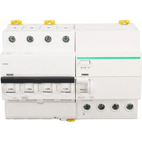 Disjoncteur miniature PA66 à enveloppe ignifugée, 4 pôles et neutre, avec protection contre les fuites de courant, 400 V CA, 40 A (1/5)
