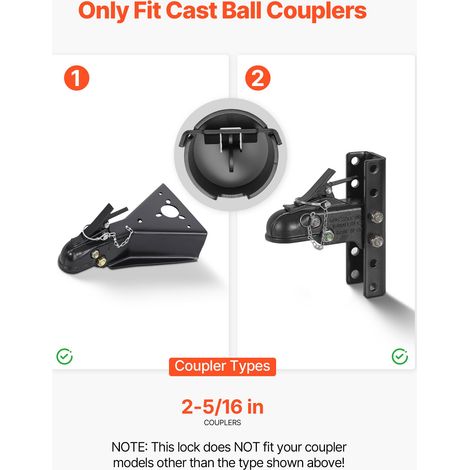 Antivol Attelage Remorque Compatible avec Coupleurs à Boule Moulés 58,6 mm, Verrou Attelage Remorque Robuste avec 3 Clés, Anticorro… (1/5)