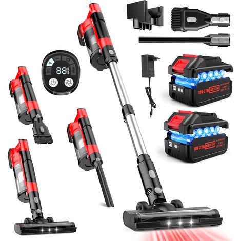 60KPa Aspirateur Balai Sans Fil,700W/70 Mins Aspirateur Sans Fil Puissant avec 24,0Ah Batteries Amovible,Brosse Anti-Enchevêtrement,Écran LED,Aspirateur Balai de batterie pour Cheveux/Tapis/Sols Durs (1/5)