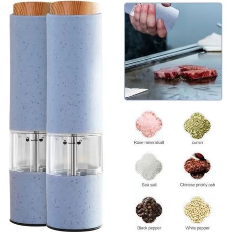 Moulin poivre lectrique - WIRLSWEAL - ZX-D39 - 2 pices - Rglage automatique - LED intgre Bleu Bleu MOULIN DE CUISINE (1/4)