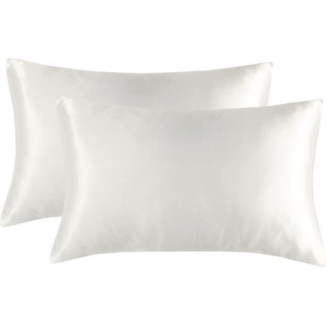 Taie d'oreiller en soie simulée pour le commerce extérieur, taie d'oreiller en satin, taie d'oreiller unie en gros, literie Nantong blanche en gros US-K : 5192cm2 (2036in) (1/5)