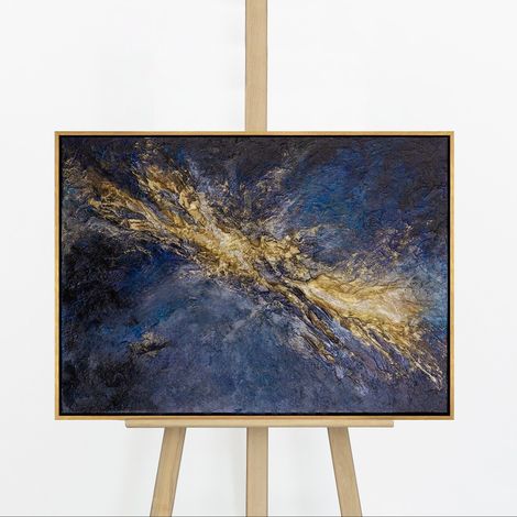 Gemälde Energie des Lichts Rahmen Schwarz-Gold 70x50 cm (1/5)