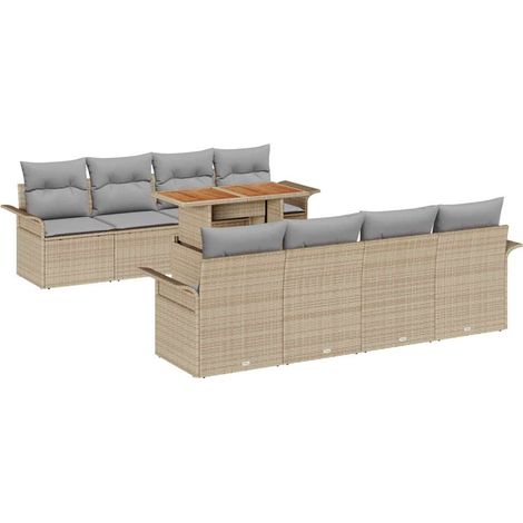 Maison Exclusive - Set Divano da Giardino 7 pcs Beige e Grigio Chiaro polyrattan