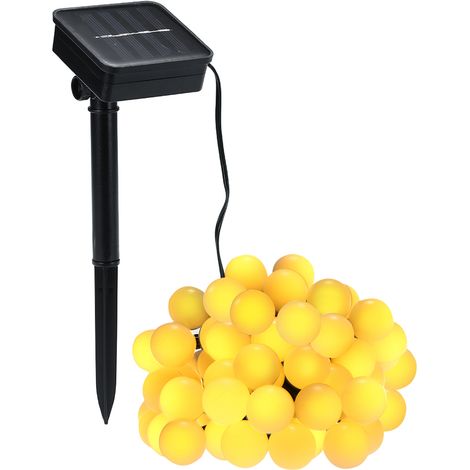 Solar-Lichterkette, 5,8 m, 30 LEDs, weiße Kugelform, 8 Modi, warmweiß, für Partys, Garten, Zuhause, Festdekoration (1/5)