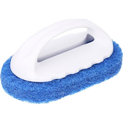 Brosse Éponge De Nettoyage Poignée En Pp Pour Cuisine Et Salle De Bain Outil De Lavage Pour Évier Et Carrelage Bleu Et Blanc (1/2)