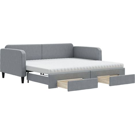 Maison Exclusive - Divano Letto Estraibile Cassetti Grigio Chiaro 100x200 Tessuto