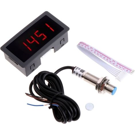 Tachymètre à affichage numérique, tachymètre numérique à LED à 4 chiffres, panneau de compteur de vitesse RPM, capteur NPN, interrupteur de proximité (1/5)
