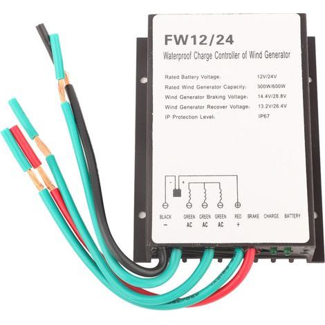 Régulateur de charge éolien étanche 12 V / 24 V – 300 W / 600 W – IP67 – commande automatique de batterie (1/5)