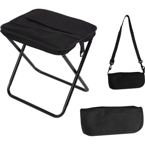 35. Sedia pieghevole leggera con tracolla, sedia portatile per interni/esterni per pesca/picnic e campeggio, nera. (1/5)