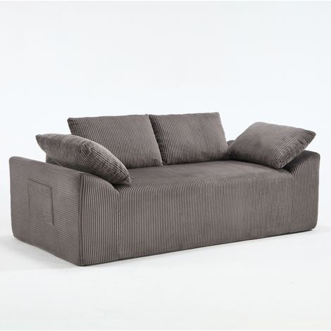 Sofá de 2 plazas sin reposabrazos en tela marrón gris, asiento profundo, 170 x 86 x 60 cm (1/5)