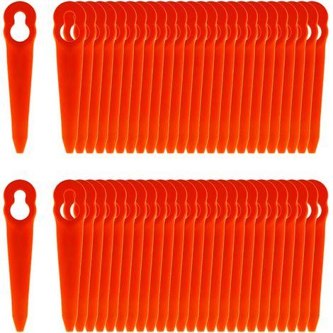 100 lames plastique ultra-minces orange L83. Pour tondeuses spécifiques, coupe nette et précise. (1/5)