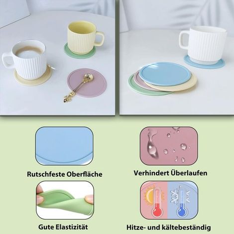 Dailygoods Untersetzer für Gläser Rutschfest Hitzebeständig Abwaschbar 5er-Set Durchmesser 10 cm Strapazierfähiges Silikon Glasuntersetzer (1/5)