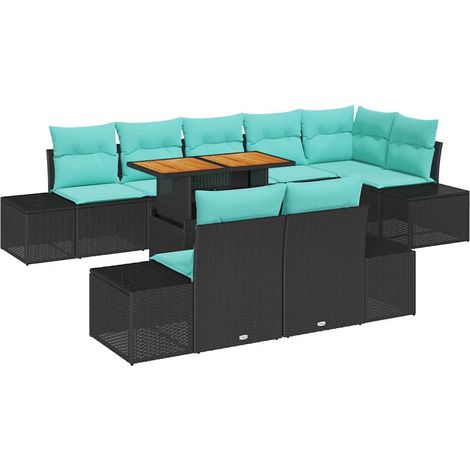 Garden Sofa Set 9 pcs Black Poly rattan vidaXL (1/5)