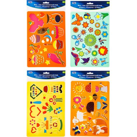 Pochoir Plastique Coloré 26x18cm 4 Pochoirs (1/5)