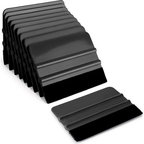 A Lot de 10 raclettes avec bord en feutre pour voiture, film de meubles, film de fenêtre, film teinté, film adhésif, kit d'outils de pose de film 4 pouces (noir) (1/4)