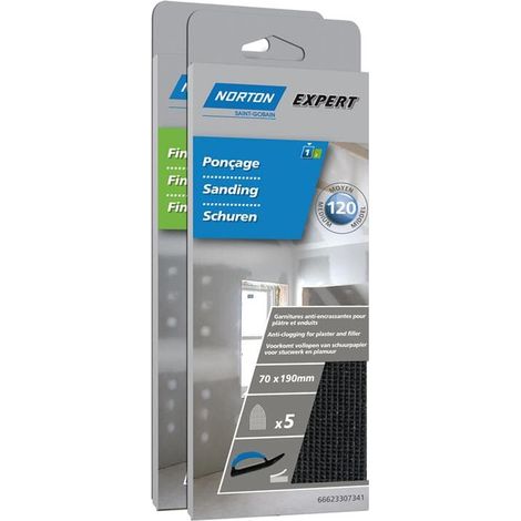 Norton Expert Nachfüllpackung 70x190mm K220 5er VE Gips f. Handblock