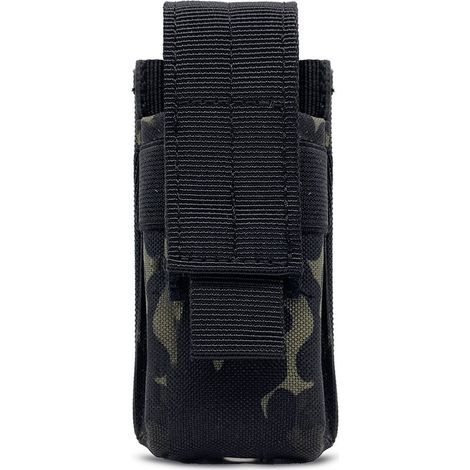 Outdoor Multi-functional Military Tactical Flashlight Bag, M5 Flashlight Bag, Small Single-Pack EDC Tool Bag, Molle Accessory Bag - Black Camouflage - (1/4)