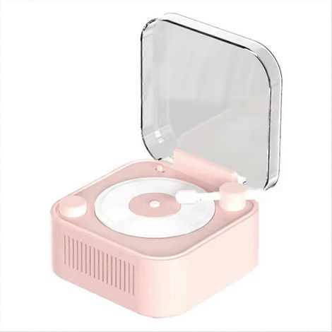 Platine vinyle vintage, enceinte Bluetooth sans fil, longue autonomie, mini boîte à musique décorative rose (1/5)