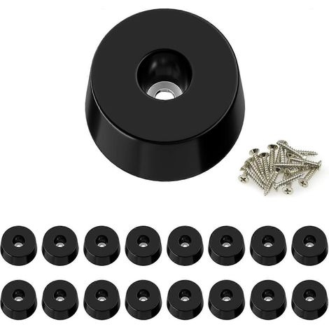 Verstellbare Schrankfüße, 40 Stück runde Gummifüße mit Schrauben, Tischbeingleiter, Gummikappen für Stuhlbeine (40, 20 x 14 x 17 mm) (Farbe: Schwarz)