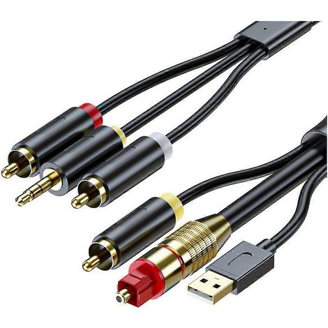 Câble audio numérique optique vers analogique AUX 3,5 mm, adaptateur optique vers 2 RCA, coaxial vers amplificateur audio stéréo L/R, 1,5 mètre (1/5)