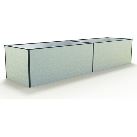 GFP Hochbeet Kräuter-Gemüse-Beet KINGSIZE DANIELA Aluminium - 387 x 99 x 77 cm - Alu natur - formstabil und witterungsbeständig mit Aluminium-Hohlkammerprofilen