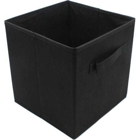 Scatola di stoccaggio pieghevole in tessuto nero, 27 cm di larghezza x 27 cm di lunghezza x 28 cm di altezza, senza coperchio, tipo cassetto, 1 pezzo (1/5)